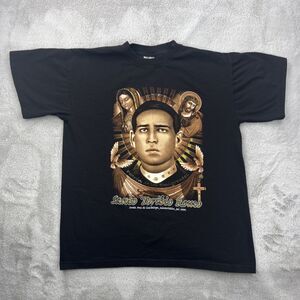 Vintage Jesus Shirt Mens Large Black Catholic Virgin Mary Latin Mexican Art Y2K